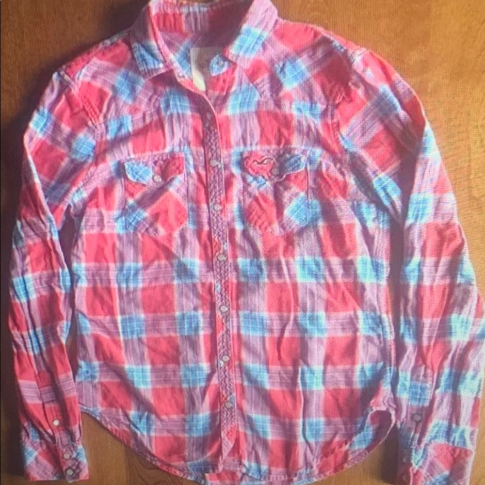 Hollister Red and Blue Plaid Shirt